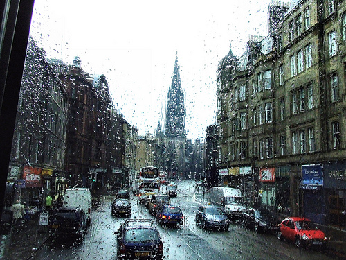 Edinburgh's Barclay Kirk from a wet bus