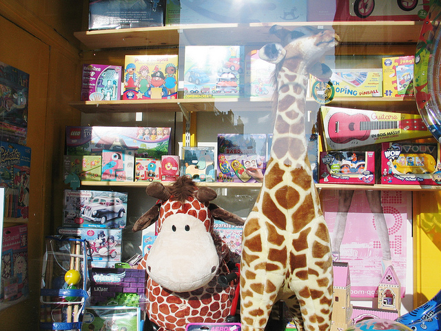 Snooty tall giraffe made the small fat giraffe sad.