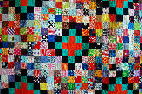 scrap vomit, close up of quilting