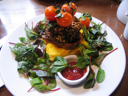 Vegan rissole breakfast at Goji, York